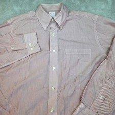 Brooks Brothers Button Down Shirt Mens 15.5 Regular Fit Candy Stripe Red White