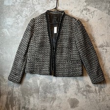 Talbots Breckenridge Tweed Jacket Wool Blend Black Gold Sz 16 Career Office