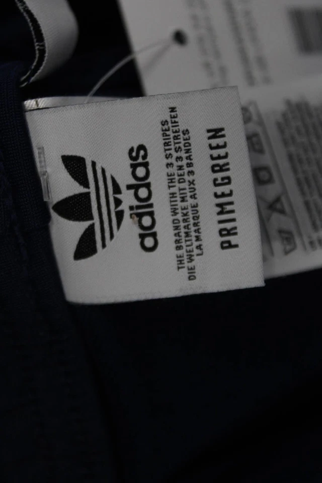 Pantalones deportivos Adidas para niños con cordón elástico cintura pierna recta azul marino talla L Foto 4 de 4