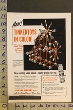 1953 TOY AD TINKERTOY AG SPALDING BROS EVANSTON ILL WOOD CONSTRUCTION SPOOL TA17