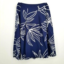 RSVP by Talbots Women's 8 US Blue W/ Silver Floral Print Pleated A line Skirt