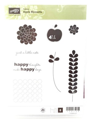 Stampin Up Apple Blossoms Flowers Happy Thoughts & Dots Rubber Cling Stamps