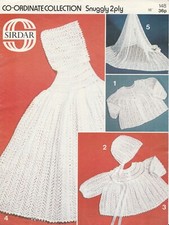 2 Ply Shawl Dress Coat  Bonnet Cape Christening Knitting Pattern Sirdar 148 46cm