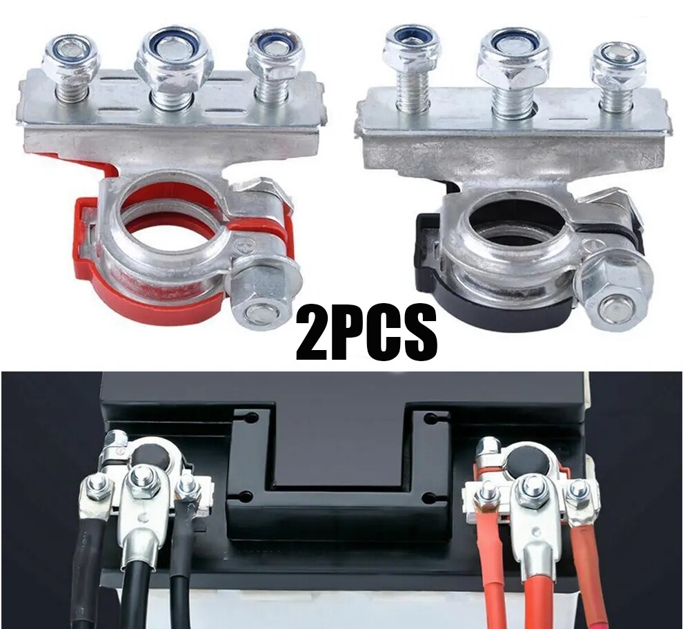 USA 1 Pair Car Top Post Battery Terminals - Durable Cable Connectors Clamp  