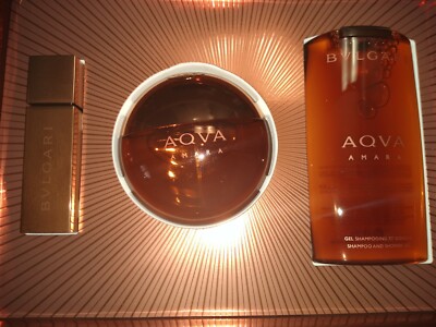 Bulgari Aqua Amara EDT 3-Pcs Gift Set 3.4oz-100mL Discontinued 100% Authentic