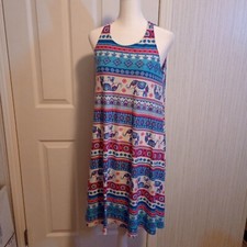 Bobbie Brooks Women's Tank Dress Size S Multicolored A-Line Boho Indian Keyhole