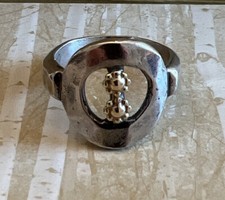 NWT Sundance Catalog Silver Gold  Flower Footbridge Ring  Size 6 188