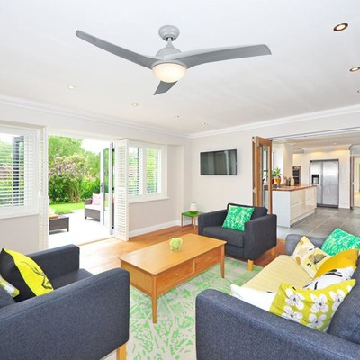 Modern Ceiling Fan With Led Panel Light Remote Control White