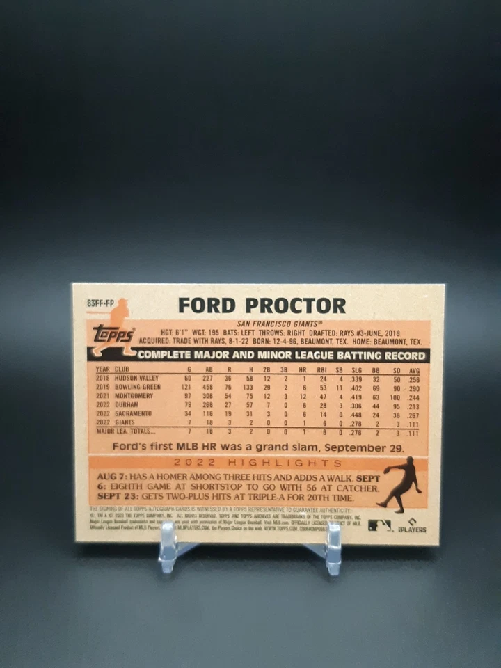 2023 Topps Archives 1983 Fan Favorite Auto Ford Proctor #83FF-FP Rookie Auto RC - Image 2 of 2
