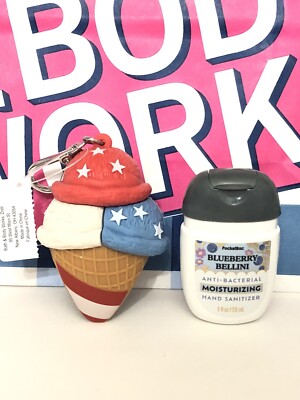 BBW Red, White, & Blue Ice Cream Cone Pocket Bac Holder W/ Hand Sanitizer