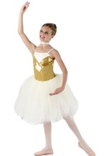 Memories Child Small Dance Costume Glitter Gold  Ivory Romantic Ballet Tutu