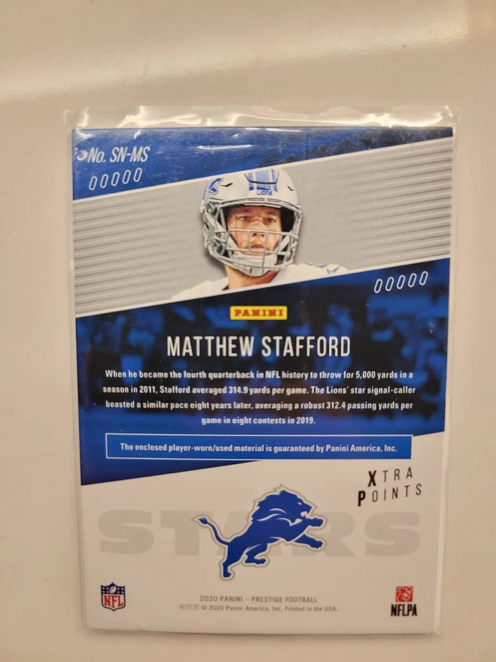 2020 Panini Prestige - Stars of the NFL #SN-MS Matthew Stafford (MEM) - Image 2 of 2