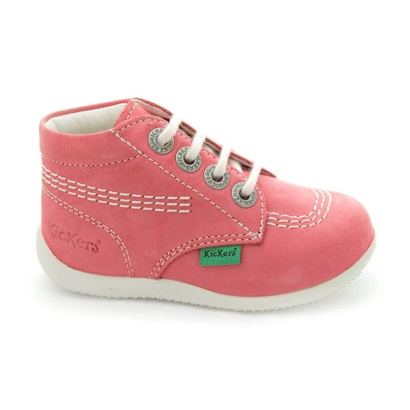 Kickers- Zapatos Billie de Cuero Rosa para Niños Unisex Foto 2 de 4