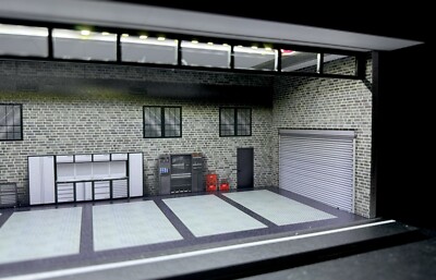 1/64 Scale Gray General Interior Garage Theme Diorama Display w