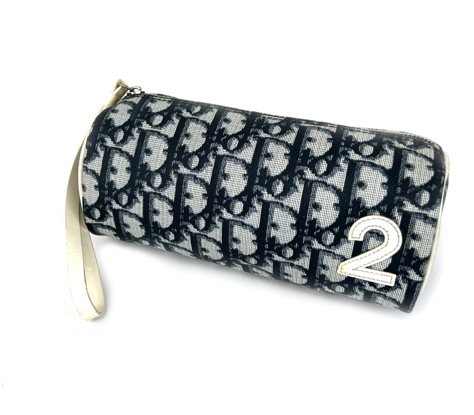 Sac à main pochette Christian Dior trotteur bleu blanc accessoires sac maquillage Espagne occasion
