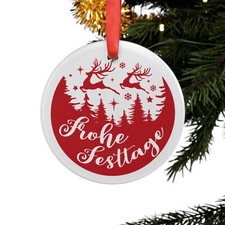Frohe Festtage, Weihnachten, Reindeer, German Christmas, Personalized Ornament