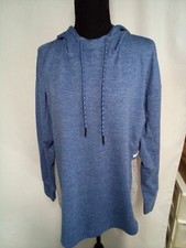 tangerine womans activeware blue and gray hooded sweatshirt pullover LG