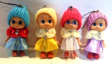 Lot of 4 Plastic Dolls For Phone, Purse, Backpack Charm Strap - NWOT  37 