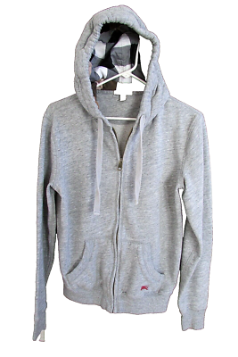 BURBERRY BRIT Chester Hoodie Gray Full Zip Mens Nova Check Plaid