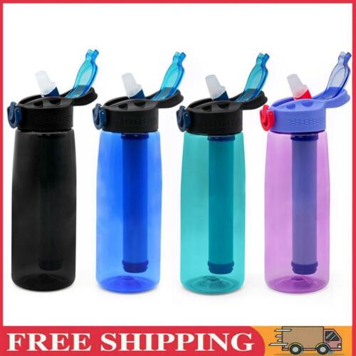 650ML Water Bottle with Straw Drinking Water Filter Bottle for Hiking Camping - Afbeelding 1 van 24