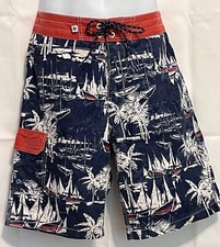 SPERRY Board Shorts Swim Trunks Blue Red White Sail Surf Unisex Size 30