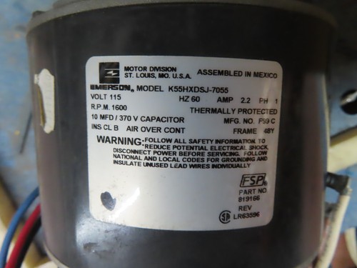 EMERSON K55HXDSJ-7055 BLOWER MOTOR 115V 1600RPM 22A 1PH 1YEAR WARRANTY - Afbeelding 4 van 5