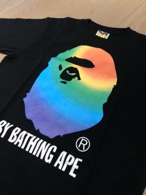 A Bathing Ape Rainbow Logo T Shirt Small Balck Bape | eBay