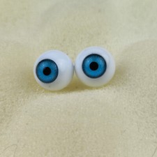 Vintage Blue Plastic Doll Eyes with Paperweight Effect, Eye Size 0.47" / 12 mm