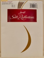 Hanes Silk Reflections Control Top Pantyhose 718 Reinforced Soft Taupe Size CD