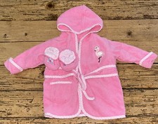 Spasilk Baby 0-9months Pink Bath Hoodie Robe w/Bath Slippers NEW