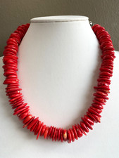 Sterlingsilber 13.5-20mm Natürlich Rot Koralle Scheibe Indianer Perlen Halskette