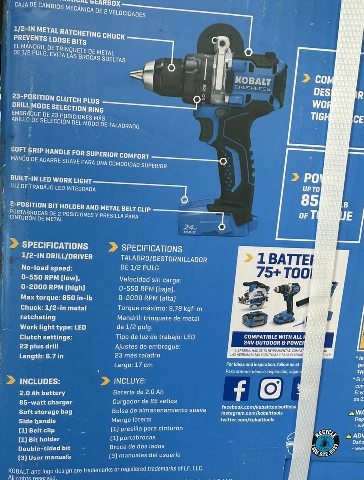 Kobalt 24V Max 2-Tool Brushless Tool Kit Drill/driver and 1/4 Impact Driver - Image 4 of 4