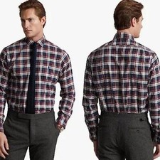 100 Cotton Polo by Ralph Lauren Long Sleeve Classic Staple Plaid Shirt, Size XL