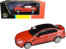 BMW M3 G80 TORONTO RED MET. W/BLACK TOP 1/64 DIECAST MODEL CAR PARAGON PA-55205