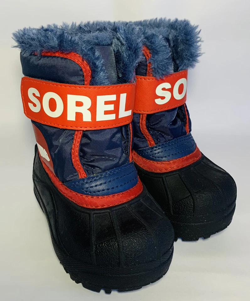 Botas impermeables de invierno Sorel Commander para niños pequeños talla 5 negras azules rojas nieve usadas en excelente estado Foto 2 de 4