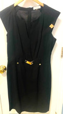 Women's CALVIN KLEIN Black Sleeveless Lined Dress Gold Zip- Size 10
