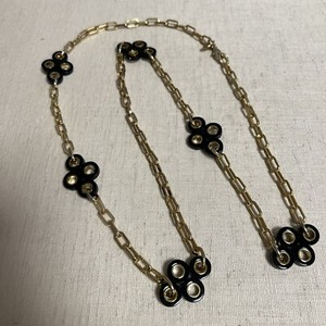 Authentic Tory Burch Large Horn Clover Gold Plated Chain Necklace