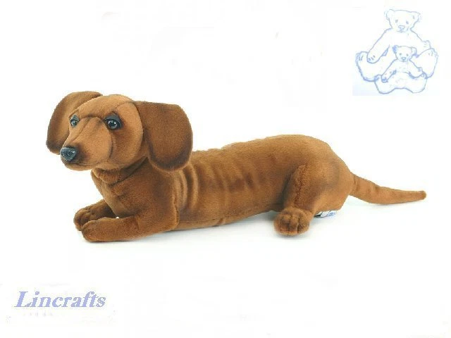 Hansa Dachshund Cachorro 4002 peluche juguete suave perro vendido por Lincrafts Reino Unido est.1993