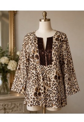 New Xl Mercer And Madison Sequin Linen Top #1033*10 (1D)