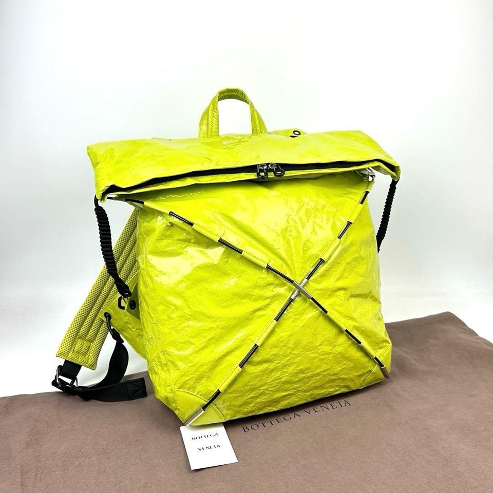Bottega Veneta TENT TRACK Nylon Backpack Fluorescent Unisex Used Authentic