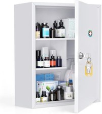 Locking Medicine Cabinet Medication Lock Cabinet W/ Keys wall mount medicine