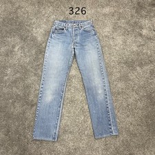 Vintage USA Levis 501 Jeans Denim Selvedge 28x 30 Light Wash 80s Redline