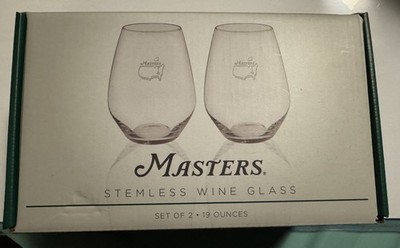 MASTERS Stemless Wine Glasses Set of Two (2) 19 Ounce Glass New In Box