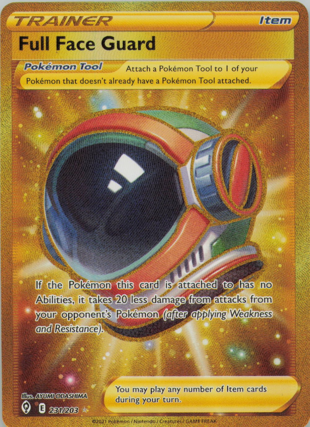 FULL FACE GUARD 231/203 SEC EVOLVING SKIES POKEMON HOLO NM