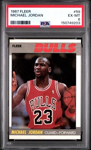 1987 FLEER MICHAEL JORDAN 2ND YEAR CARD #59 *GRADED PSA EX-MT 6 - CHICAGO BULLS!