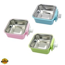 Crate Dog Bowl, Removable Stainless Steel Hanging Pet Kennel Cage Bowl Food ...