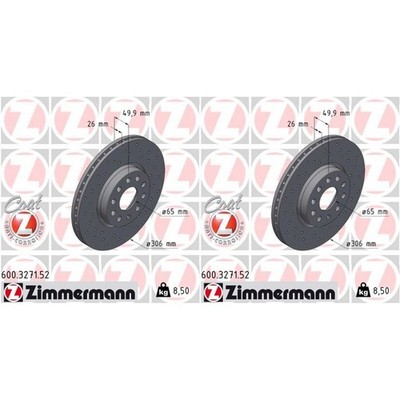 2x ZIMMERMANN SPORT Z BREMSSCHEIBEN 306mm GELOCHT INNENBELÜFTET VORNE passend fü
