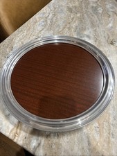 Vassoio da portata rotondo Crescent moderno formica e argento piatto vintage, 14,25"