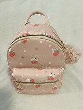 Small Backpack Frog  Strawberry Design For Girls With Pompom  2 Sides Pockets