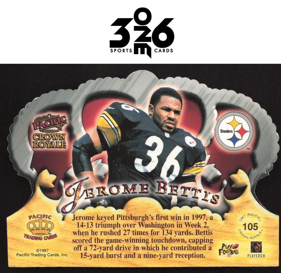 Jerome Bettis 1997 Pacific Crown Royale #105 - Image 2 of 2
